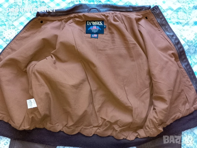 US WINGS оригинално американско пилотско кожено яке тип А-2, размер 2XL / 58, снимка 2 - Якета - 52794194