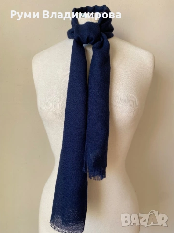 Мъжки, тъмносин шал от 100 % вълна, снимка 4 - Шалове - 53254500