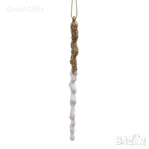 6 броя Коледни висулки за елха, Бяло и златно, 16см, снимка 2 - Декорация за дома - 42701903