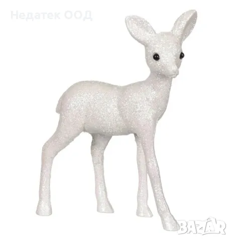Коледна, Декоративна, Фигура, Елен, Бял, 16 см