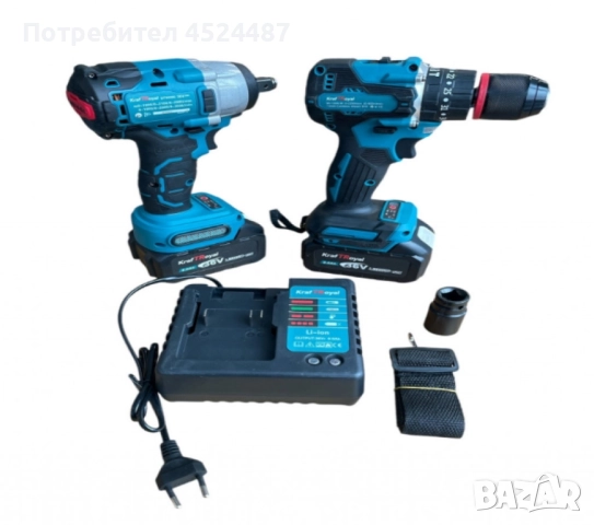 Комплект 2 в 1 Акумулаторен гайковерт и винтоверт 36V 8Ah