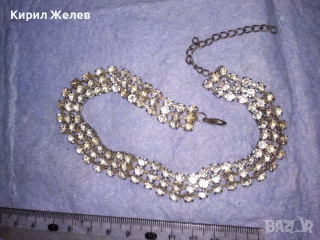 НЕЖНО ПОСРЕБРЕНО КРИСТАЛНО РЕТРО АРТ КОЛИЕ ТИП ЧОКЪР 38605, снимка 2 - Колиета, медальони, синджири - 41682635