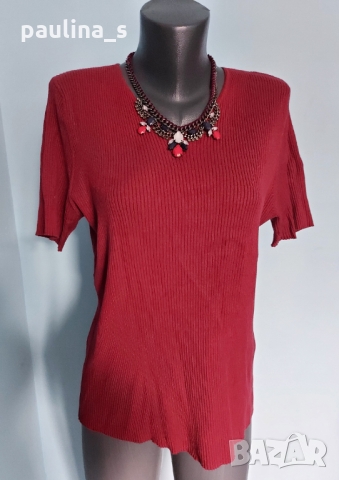 Червена еластична мекичка блуза / хипоалергична материя / голям размер 4/5XL, снимка 1 - Туники - 36052937