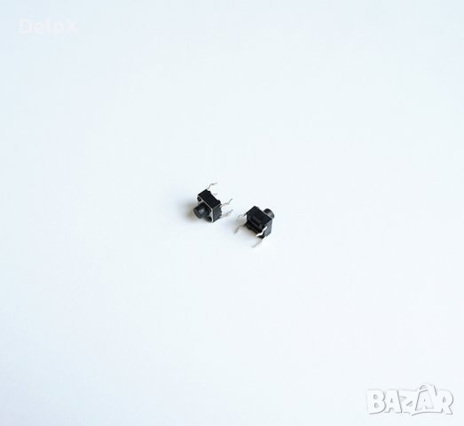 Малък бутон 4pin 6x6x6mm незадържащ НО черен 12V 0,05A H=2,5mm, снимка 1 - Друга електроника - 42603356