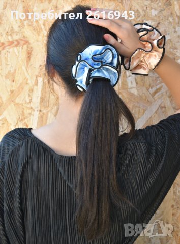 Сатенено скрънчи "РОЗА" с уникален дизайн , снимка 9 - Аксесоари за коса - 38882968