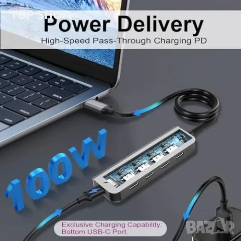 Нов хъб Ултра бърз USB C Мултипорт Адаптер за MacBook и лаптопи Сплитер, снимка 6 - Друга електроника - 49451199