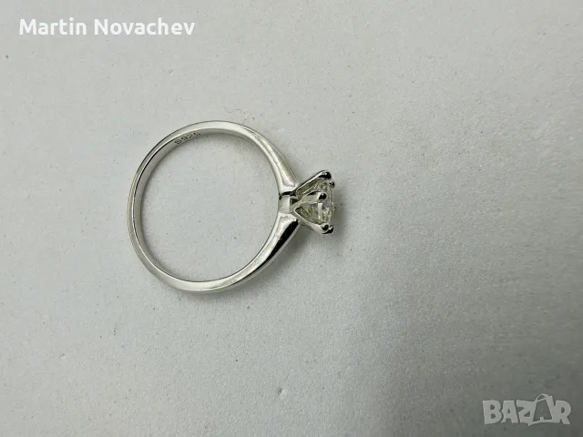 Сребърен пръстен с мойсанит (Диамант) 0.5 карата , снимка 7 - Пръстени - 56089601