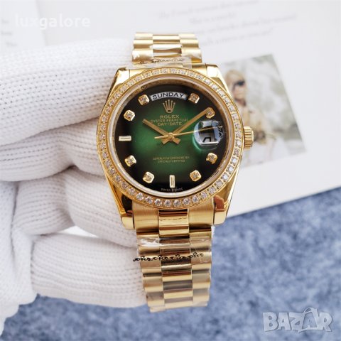Унисекс часовник Rolex Day-Date 36 Yellow Gold с автоматичен механизъм, снимка 1 - Дамски - 40178333