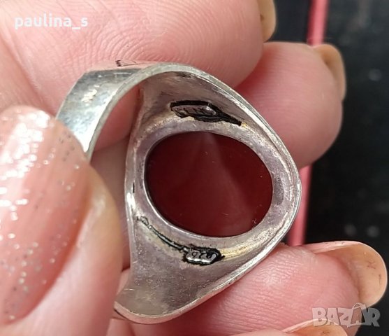 Стар турски сребърен пръстен с Карнеол - камъкът на любовта и здравето, снимка 10 - Пръстени - 40446795