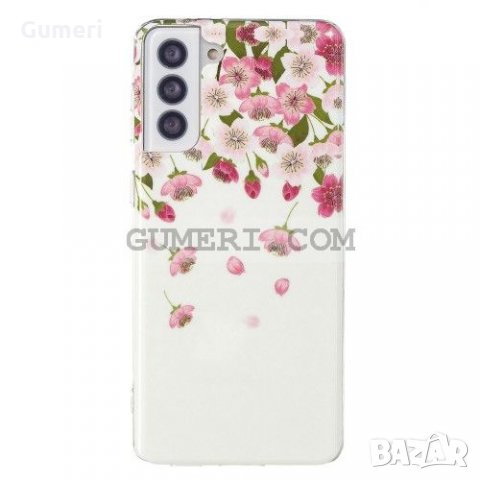 Samsung Galaxy S21 FE 5G Силиконов Гръб С Цветя - Светещ, снимка 3 - Калъфи, кейсове - 35920523