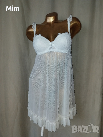 70 А/В Бяла нощница от прозрачен еластичен воал