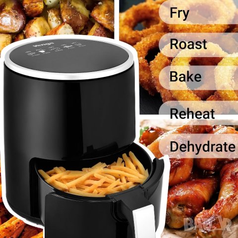 Венга! mini air fryer, 2,5 л, регулируем термостат 80-200°C, 60-минутен таймер, снимка 3 - Фритюрници - 42457477