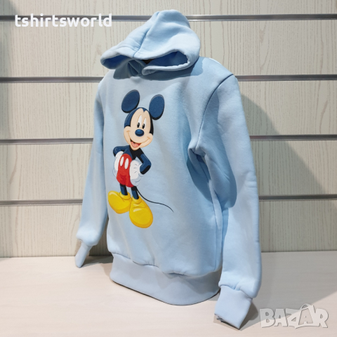 Нов детски суичър с дигитален печат Мики Маус в светлосин цвят, снимка 8 - Детски анцузи и суичери - 36350825
