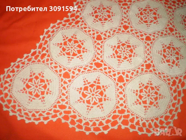 Винтидж ръчно плетено памучно каре за маса, снимка 2 - Други ценни предмети - 49222071