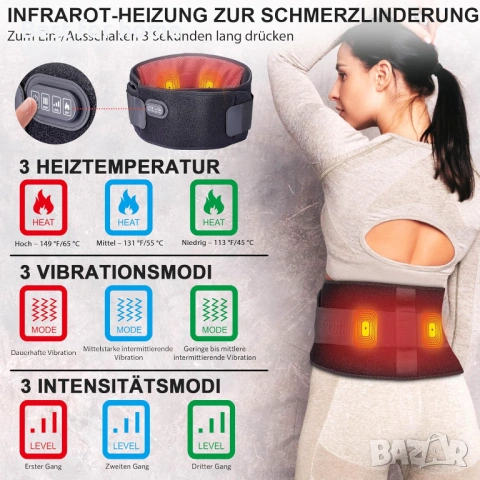 Масажен нагревателен колан за болки в гърба, снимка 2 - Друга електроника - 53656693