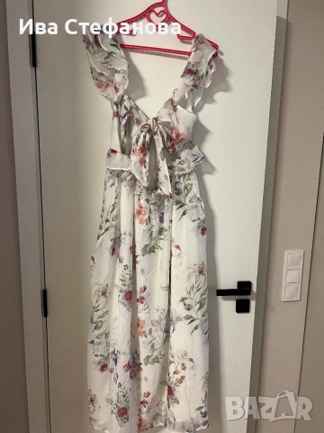 Нова 100 % вискоза кукленска разкошна лятна дълга елегантна феерична рокля флорален принт цветя , снимка 10 - Рокли - 52511825