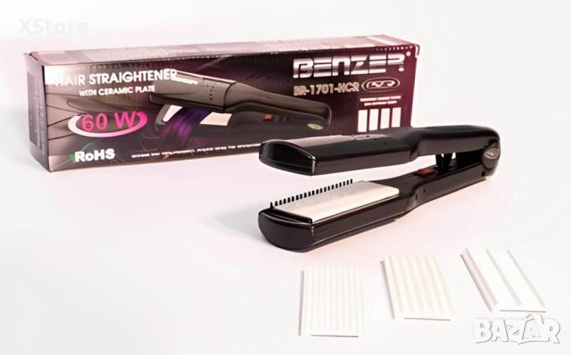 Преса за коса с керамични плочи + ПОДАРЪК мини преса (до изчерпване на количествата), снимка 3 - Преси за коса - 52594895