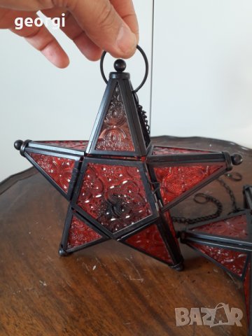 Коледен стъклен витражен фенер звезда, снимка 7 - Декорация за дома - 34150274