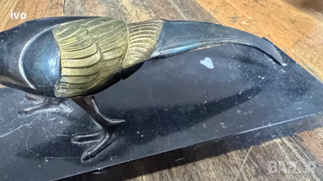 Антикварна месингова фигура на фазан 50-те години, снимка 3 - Колекции - 50114240