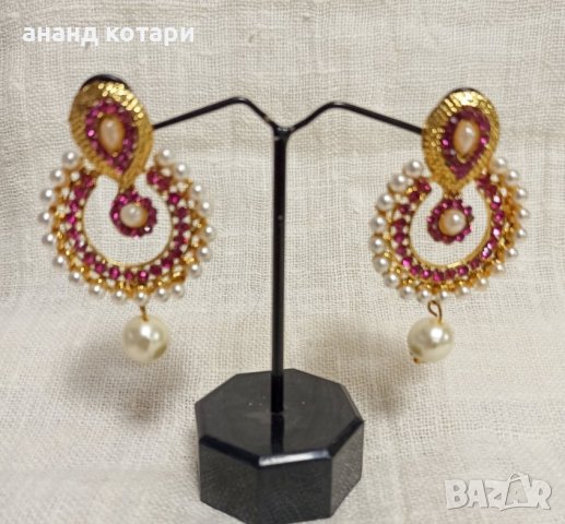 Индийски обеци с перли М12, снимка 4 - Обеци - 38678058