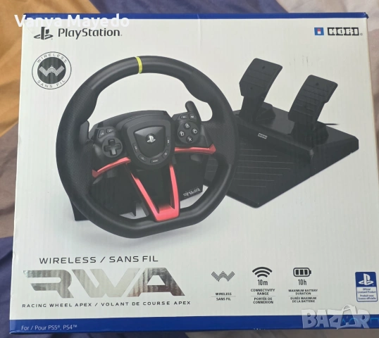 Волан Hori Wireless Racing Wheel Apex за PlayStation 5, PlayStation 4, PC