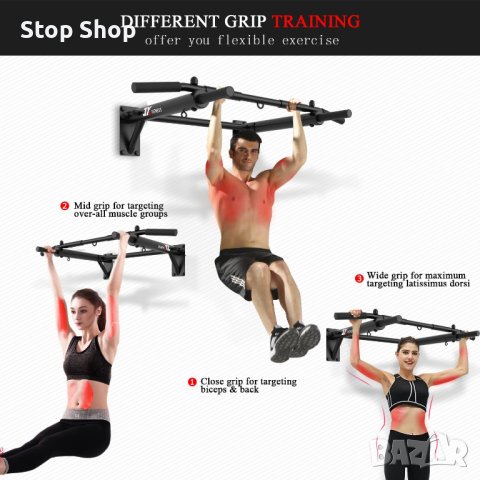 JX FITNESS щанга за издърпване, монтирана на стена щанга за брадичката, боксова торба за домашен фит, снимка 4 - Фитнес уреди - 40526625