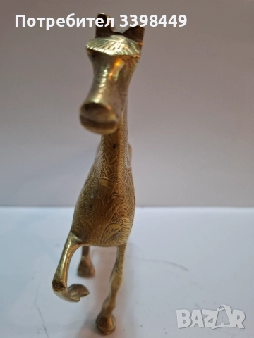 Винтидж месингова статуетка на кон , снимка 2 - Статуетки - 52681356