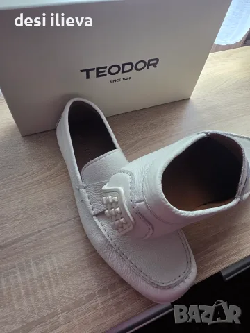 Мъжки бели мокасини естествена кожа TEODOR, снимка 2 - Мокасини - 56254877