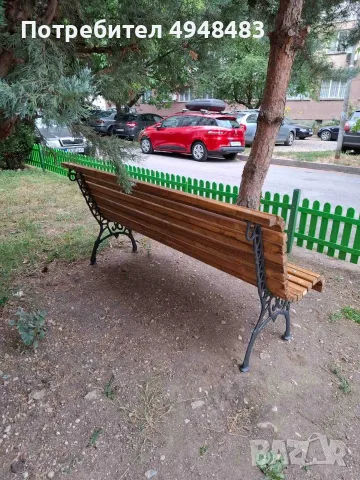 Дървена пейка с чугунени крака, снимка 2 - Други - 56060461
