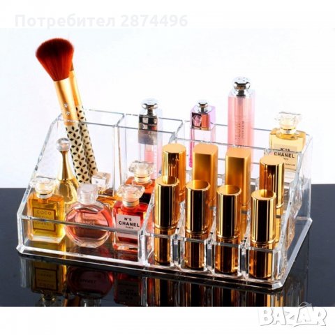 1758 Акрилен настолен органайзер за червила и лакове с 16 отделения, снимка 2 - Други - 35785598