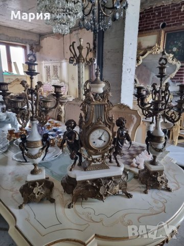 Комплект часовник и два свещника 017, снимка 2 - Антикварни и старинни предмети - 35817232