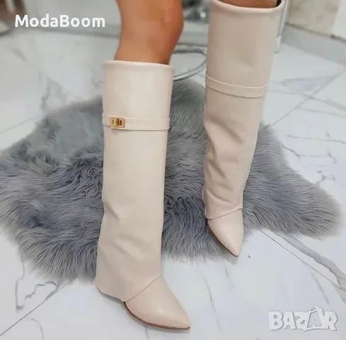 Ботуши на платформа - Кожа, снимка 2 - Дамски боти - 48122395