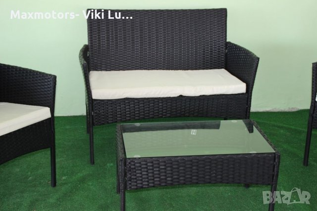 Градински комплект с възглавници, 4 части, полиратан, снимка 5 - Други - 36015861