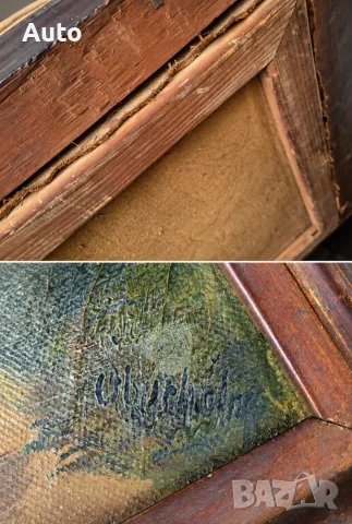 Старинна швейцарска маслена картина – Schloss Werdenberg, подписана, първа половина на XX век, снимка 3 - Антикварни и старинни предмети - 56201195