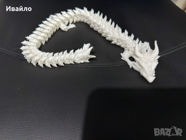 3D фигурка на дракон 45 см, шарнирна, бял дракон, за деца и възрастни
