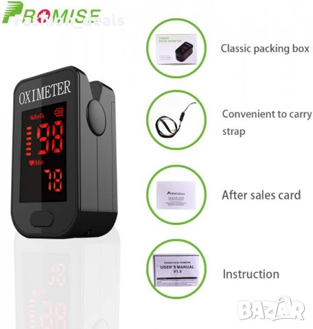 Нов Пулсов оксиметър Монитор за кислород в кръвта с LED дисплей Здраве, снимка 4 - Други - 36025137