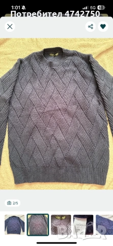 Плетен тъмносин пуловер , снимка 2 - Пуловери - 53560126