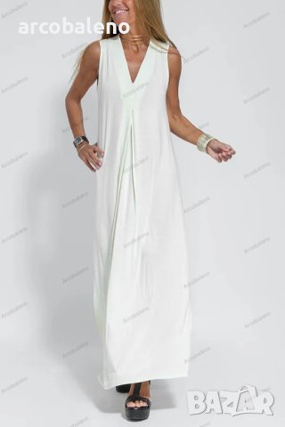 Дамска дълга лятна рокля с V-образно деколте, 4цвята , снимка 10 - Рокли - 41553600