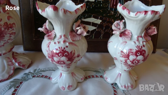 Комплект вази Bassano Italy с рози и цветен декор., снимка 11 - Вази - 50988749