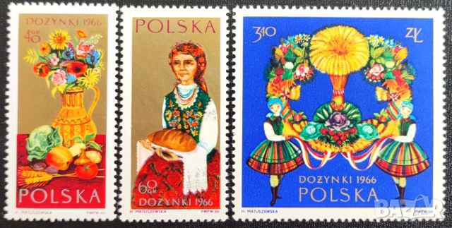 Полша, 1966 г. - лот животни, спорт, личности, история, транспорт, изкуство, фолклор, цветя, туризъм, снимка 7 - Филателия - 37480307