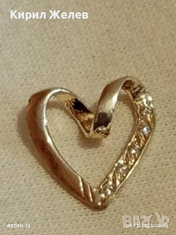 Сребърно колие във формата на сърце с кристали ювелирна изработка 37659, снимка 4 - Колиета, медальони, синджири - 52686820