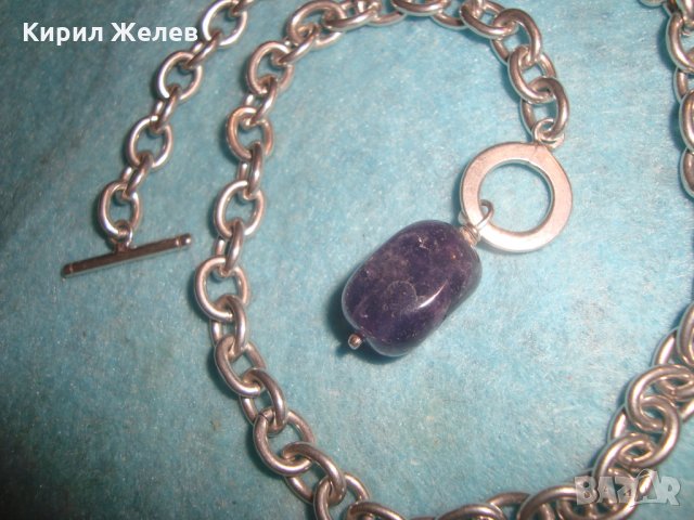 СРЕБЪРНО КОЛИЕ ЛАНЕЦ с ЕДЪР ШЛИФОВАН ЮВЕЛИРНО АМЕТИСТ БУТИКОВО БИЖУ ВИСОКА ПРОБА СРЕБРО 25636, снимка 11 - Колиета, медальони, синджири - 35702017
