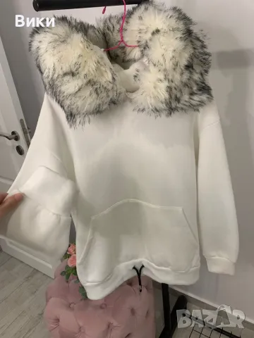 Горнище с пухена яка, снимка 4 - Блузи с дълъг ръкав и пуловери - 48764925