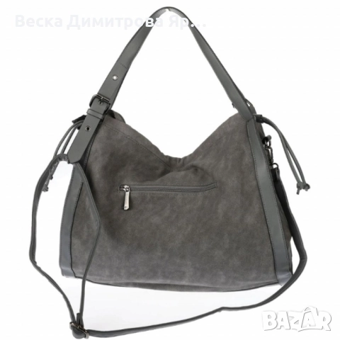 Велурена дамска чанта с декоративни ленти и метални капси – елегантен бохо дизайн, снимка 13 - Чанти - 52574232