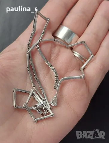 Винтидж / Разкошно сребърно колие тип чокър с циркони / проба 925 , снимка 8 - Колиета, медальони, синджири - 48627787