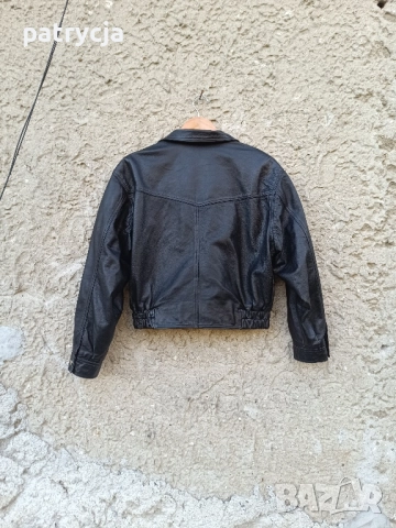 Vintage дамско кожено яке  90s черно М, снимка 2 - Якета - 52126325