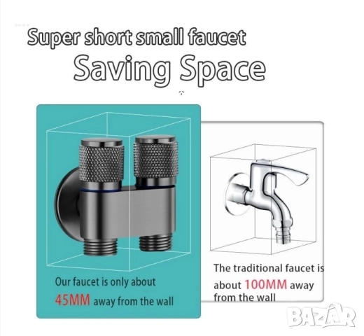 Смесител душ WC и биде coshop, двоен, с гъвкав спираловиден маркуч 1,2m, черен мат, снимка 6 - Други - 52795111