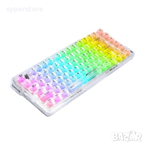 Клавиатура Геймърска Безжична и USB Redragon Elf PRO K649CT-RGB-PRO RGB LED Подсветка Transparent Sw, снимка 2 - Клавиатури и мишки - 41855279