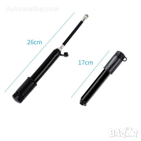 Помпа за велосипед Automat, Мини 70мм, 90 Psi, Черен, снимка 4 - Аксесоари за велосипеди - 40631594