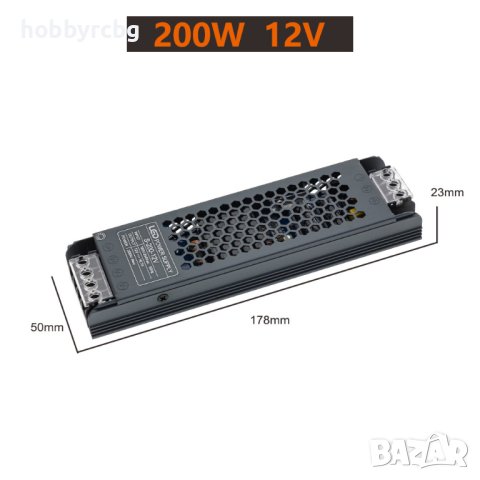 Захранване за LED лента 12VDC, 60W, 5А, Метален тънък корпус + други, снимка 5 - Друга електроника - 41139799